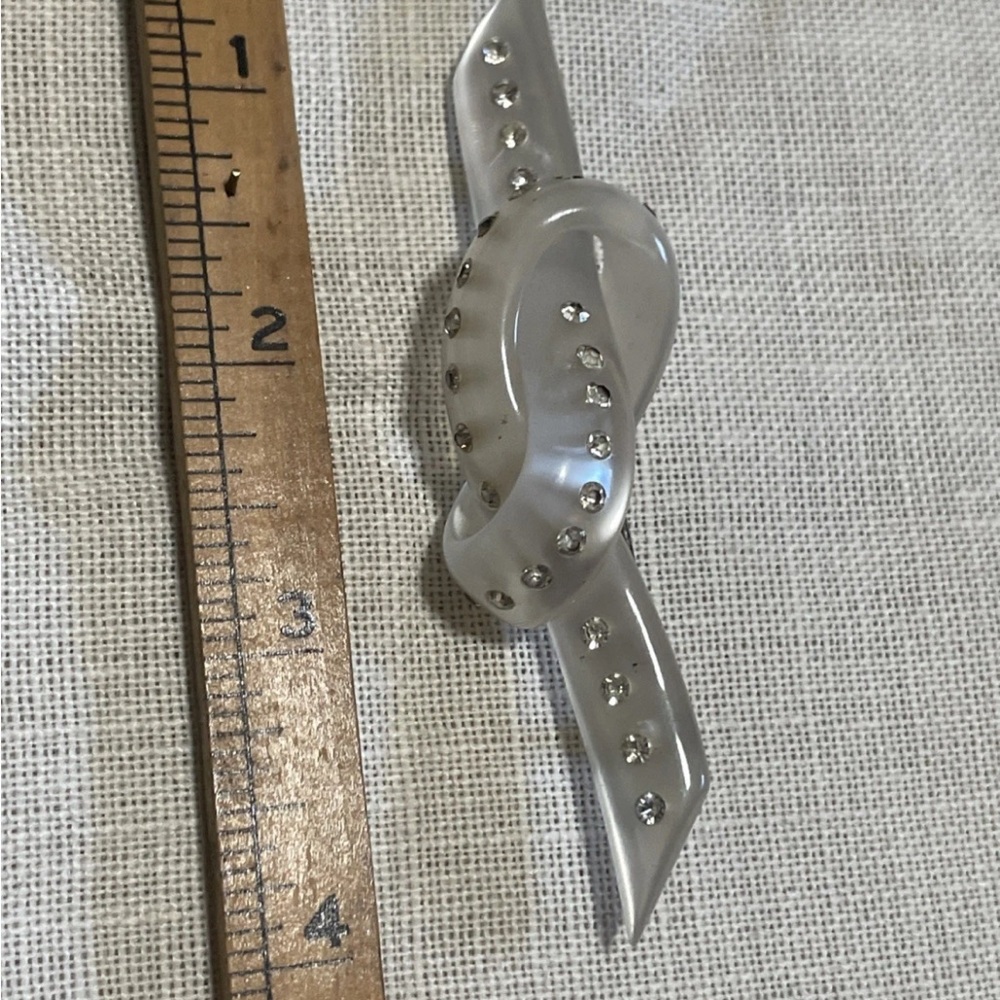 Vintage lucite & crystal large brooch
